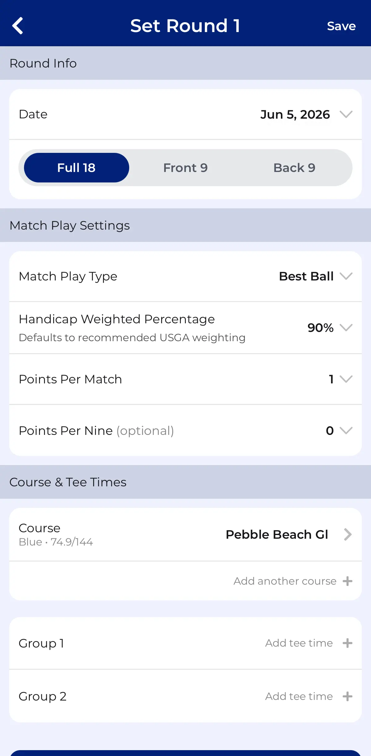 CupTracker event creation flow on mobile